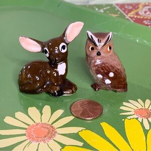 70s Ceramic Deer and Owl Miniatures